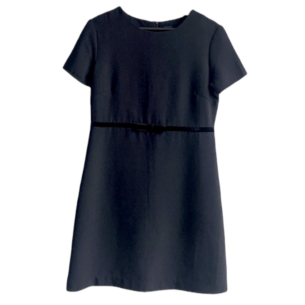 Gap Cap Sheath Dress Black 4 Short Sleeve Faux Velvet Bow Textured Holiday Party